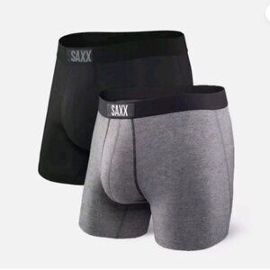Saxx VIBE 2 pack Boxer Briefs Ultimate Comfort Gray & Black